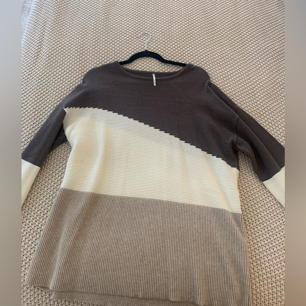 Neutral color block sweater